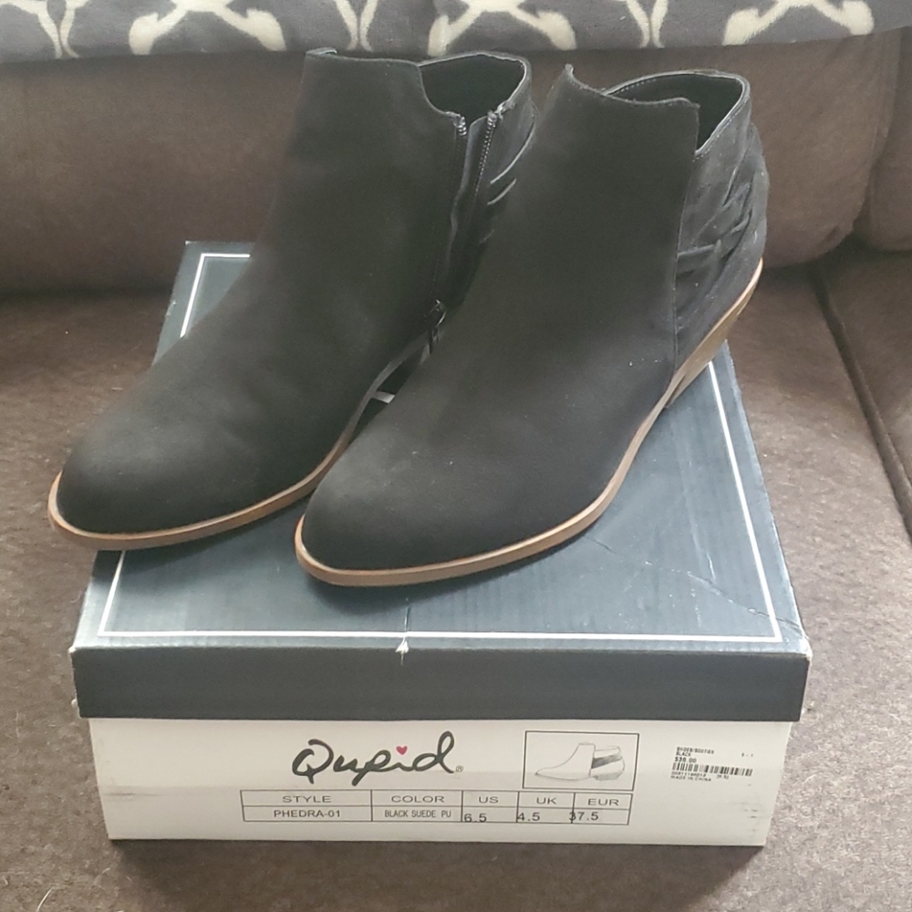 Black suede booties